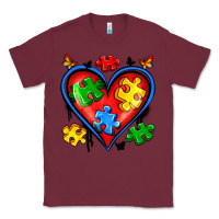 Burgundy autism heart Classic Tee - Artiststas