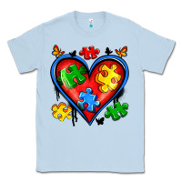 Dusty Blue autism heart Classic Tee - Artiststas