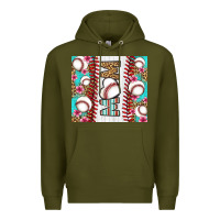 Army Green baseball mom Premium Hoodie - LillyAllenDesigns