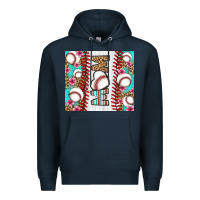 Navy baseball mom Premium Hoodie - LillyAllenDesigns