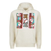 Oatmeal Heather baseball mom Premium Hoodie - LillyAllenDesigns