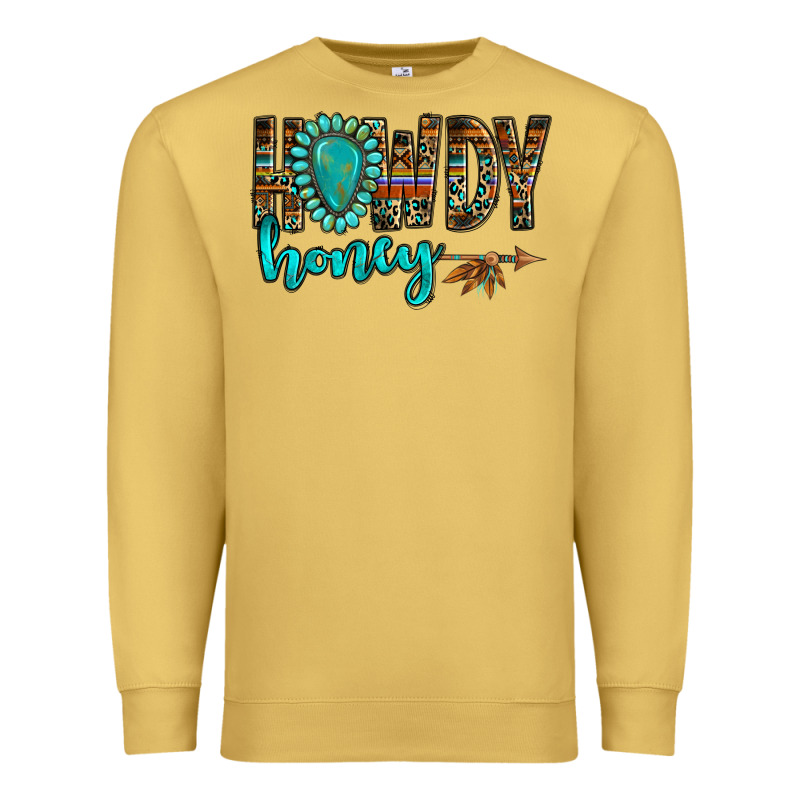 Western Howdy Honey Arrow Gemstone Premium Sweatshirt by NancyCooperArtShop | Teevron