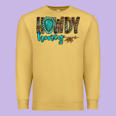 Western Howdy Honey Arrow Gemstone Premium Sweatshirt Designed By Nancycooperartshop
