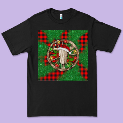 Christmas Bull Skull Premium Tee Designed By Barkaloodesign
