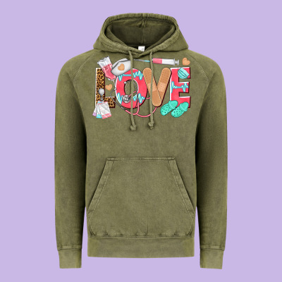 Nurse Love Vintage Hoodie Designed By Texasbilliewilder