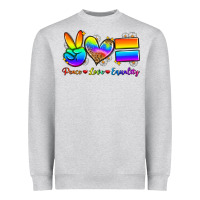 Heather Grey peace love equality Heavyweight Sweatshirt - Zillion Design Studio