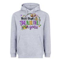 Heather Grey thick thighs mardi gras Heavyweight Hoodie - MaliasSmallBusiness