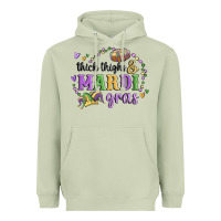 Matcha thick thighs mardi gras Heavyweight Hoodie - MaliasSmallBusiness