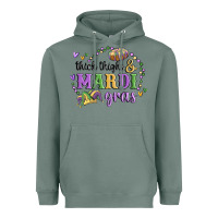 Sage thick thighs mardi gras Heavyweight Hoodie - MaliasSmallBusiness