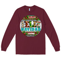 Burgundy Christmas feliz navidad Long Sleeve Tee - Artiststas