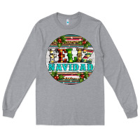 Heather Grey Christmas feliz navidad Long Sleeve Tee - Artiststas