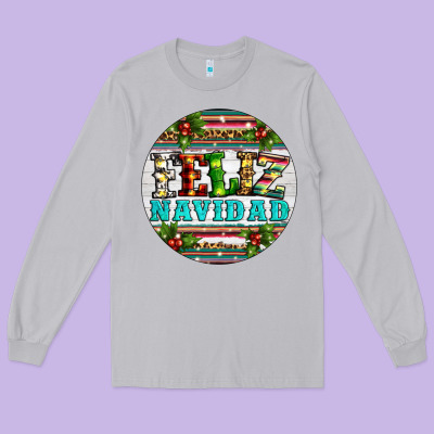 Christmas Feliz Navidad Long Sleeve Tee Designed By Artiststas