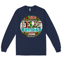 Navy Christmas feliz navidad Long Sleeve Tee - Artiststas