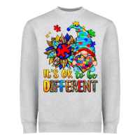 Heather Grey it's ok to be different autism gnome Heavyweight Sweatshirt - Zillion Design Studio