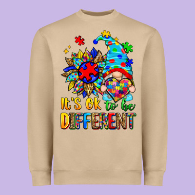 It's Ok To Be Different Autism Gnome Heavyweight Sweatshirt Designed By Zillion Design Studio