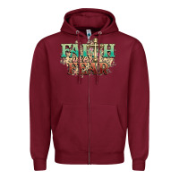 Burgundy faith over fear cross Zipper Hoodie - NancyCooperArtShop