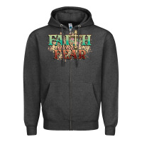 Charcoal Heather faith over fear cross Zipper Hoodie - NancyCooperArtShop