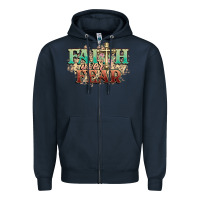 Navy faith over fear cross Zipper Hoodie - NancyCooperArtShop