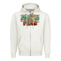 Oatmeal Heather faith over fear cross Zipper Hoodie - NancyCooperArtShop