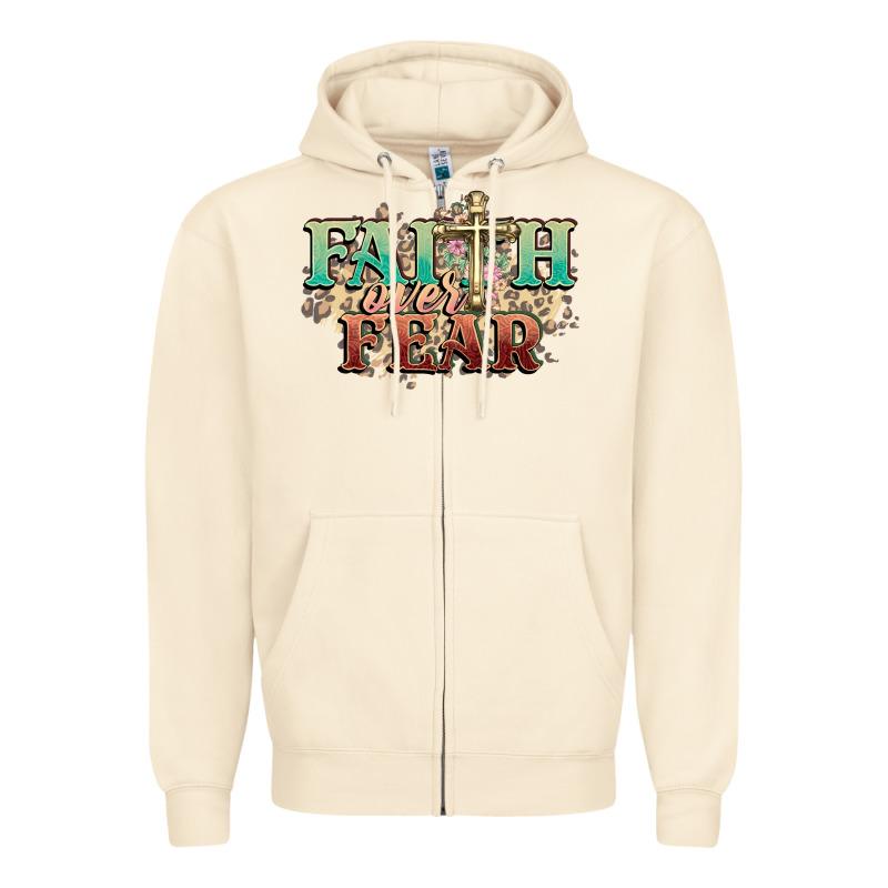 Faith Over Fear Cross Zipper Hoodie by NancyCooperArtShop | Teevron
