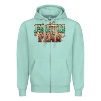 Seafoam faith over fear cross Zipper Hoodie - NancyCooperArtShop