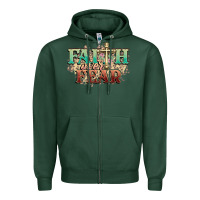 Sports Green faith over fear cross Zipper Hoodie - NancyCooperArtShop