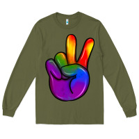 Army Green pride peace hand Long Sleeve Tee - JahusDesignShop