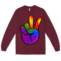 Burgundy pride peace hand Long Sleeve Tee - JahusDesignShop