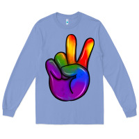 Colony Blue pride peace hand Long Sleeve Tee - JahusDesignShop