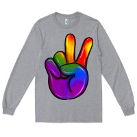 Heather Grey pride peace hand Long Sleeve Tee - JahusDesignShop