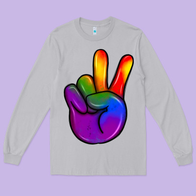 Pride Peace Hand Long Sleeve Tee Designed By Jahusdesignshop