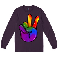 Plum pride peace hand Long Sleeve Tee - JahusDesignShop