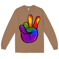 Toasted Coconut pride peace hand Long Sleeve Tee - JahusDesignShop