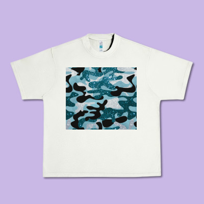 Blue Camouflage Glitter Urban Heavy Tee Designed By Barkaloodesign