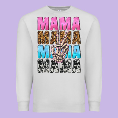 Mama Skeleton Peace Leopard Pattern Premium Sweatshirt Designed By Nancycooperartshop