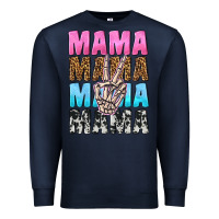 Navy mama skeleton peace leopard pattern Premium Sweatshirt - NancyCooperArtShop