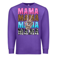 Purple mama skeleton peace leopard pattern Premium Sweatshirt - NancyCooperArtShop