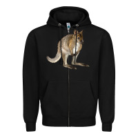 Black Hand Drawn Wallaby Animal Zipper Hoodie - LillyAllenDesigns