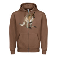 Chestnut Hand Drawn Wallaby Animal Zipper Hoodie - LillyAllenDesigns