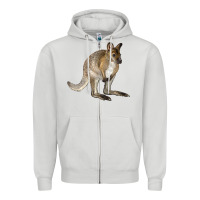 Dove Grey Hand Drawn Wallaby Animal Zipper Hoodie - LillyAllenDesigns