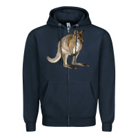 Navy Hand Drawn Wallaby Animal Zipper Hoodie - LillyAllenDesigns