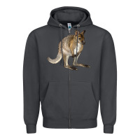 Smoke Hand Drawn Wallaby Animal Zipper Hoodie - LillyAllenDesigns