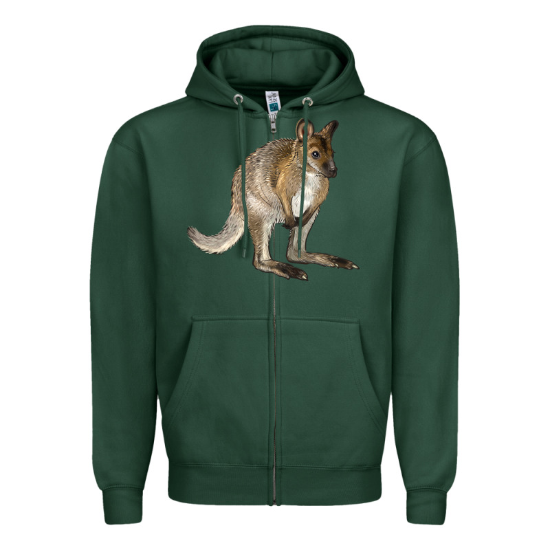 Hand Drawn Wallaby Animal Zipper Hoodie by LillyAllenDesigns | Teevron