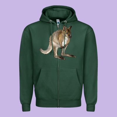 Hand Drawn Wallaby Animal Zipper Hoodie Designed By Lillyallendesigns