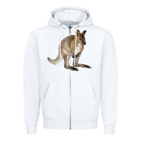 White Hand Drawn Wallaby Animal Zipper Hoodie - LillyAllenDesigns