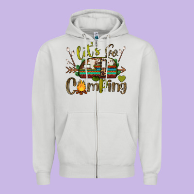 Let's Go Camping Zipper Hoodie Designed By Barkaloodesign