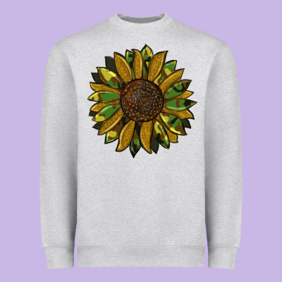 Camouflage Flitter Sunflowers Heavyweight Sweatshirt Designed By Ranaportraitstore