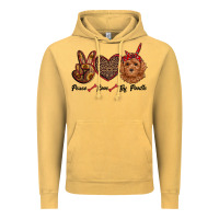Vintage Mustard peace love toy poodle Vintage Hoodie - RanaPortraitStore