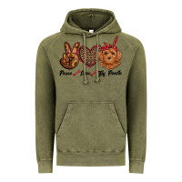 Vintage Olive peace love toy poodle Vintage Hoodie - RanaPortraitStore