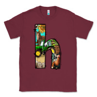 Burgundy farm life alphabet lowercase letters h Classic Tee - BundleAndBundleShop